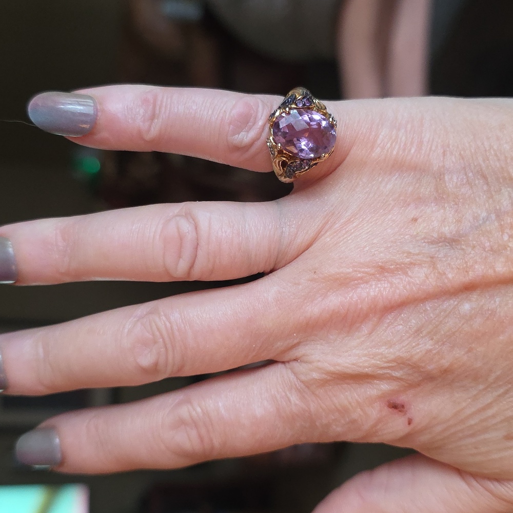 Host Pick Amazing Victoria Wieck Rose De France Amethyst swan Ring Rare - Picture 11 of 11